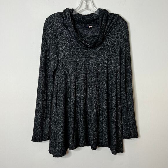 Modcloth Long Sleeve Cowl Neck Top Black Gray Small - Picture 2 of 8